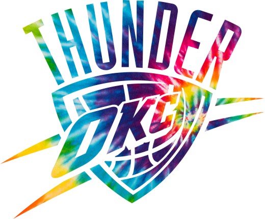 Oklahoma City Thunder rainbow spiral tie-dye logo vinyl decal